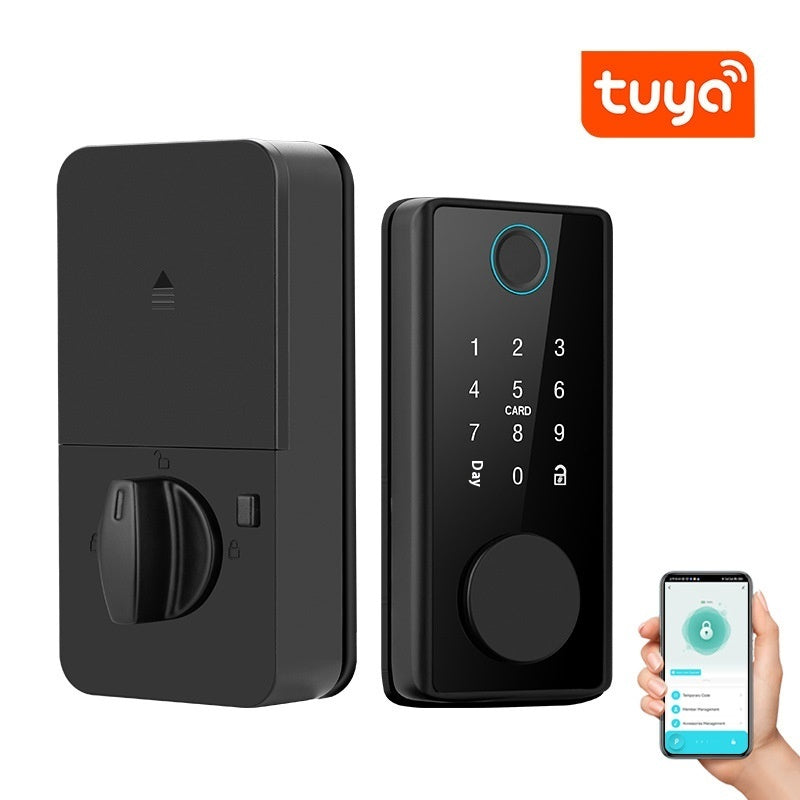 Graffiti Smart Door Lock Wooden