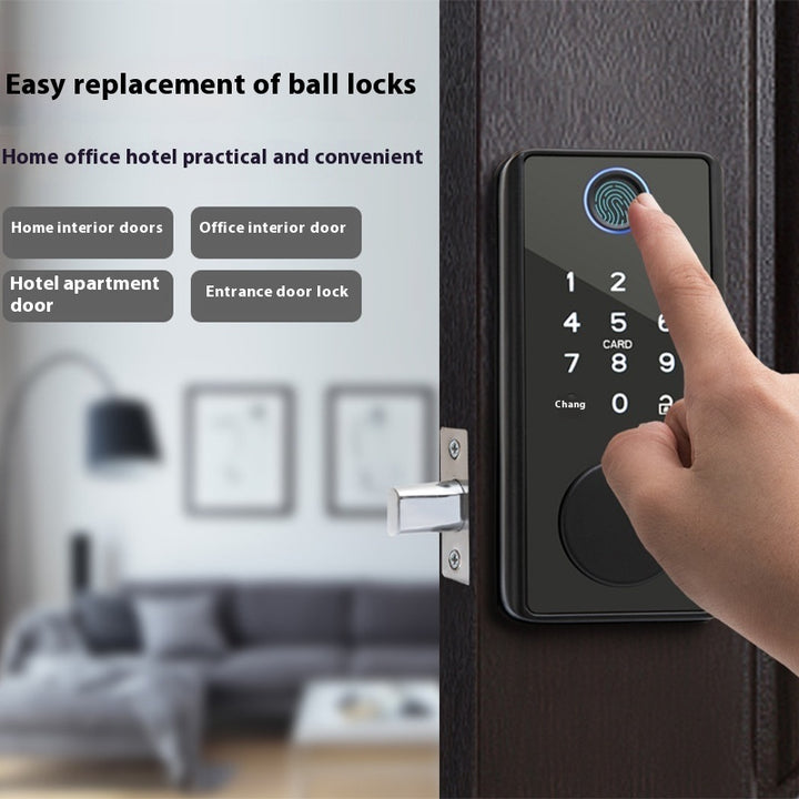 Graffiti Smart Door Lock Wooden