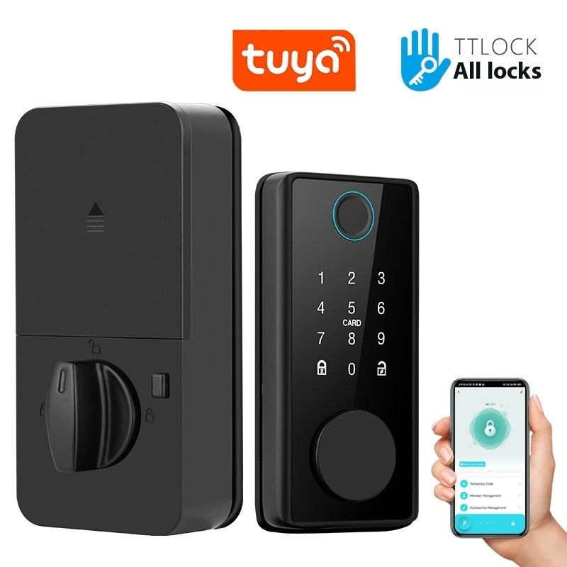 Graffiti Smart Door Lock Wooden
