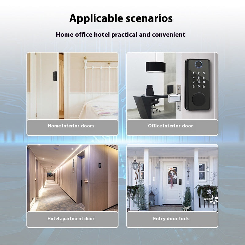 Graffiti Smart Door Lock Wooden
